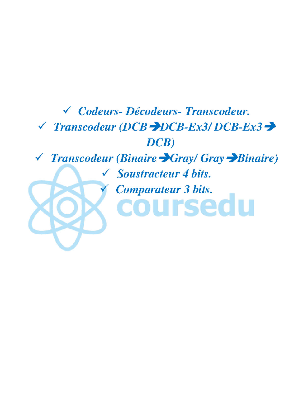 Transcodeurs et Codeurs en Circuits Électroniques Numeriques (CEN-101 ...