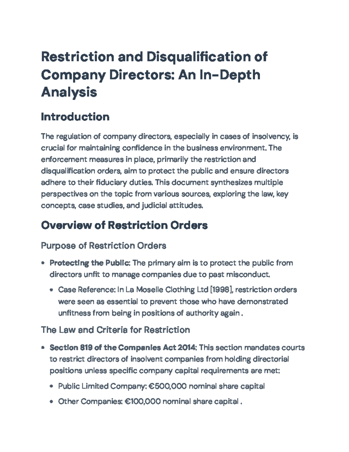 Analysis of Company Directors' Restrictions & Disqualifications (CA ...