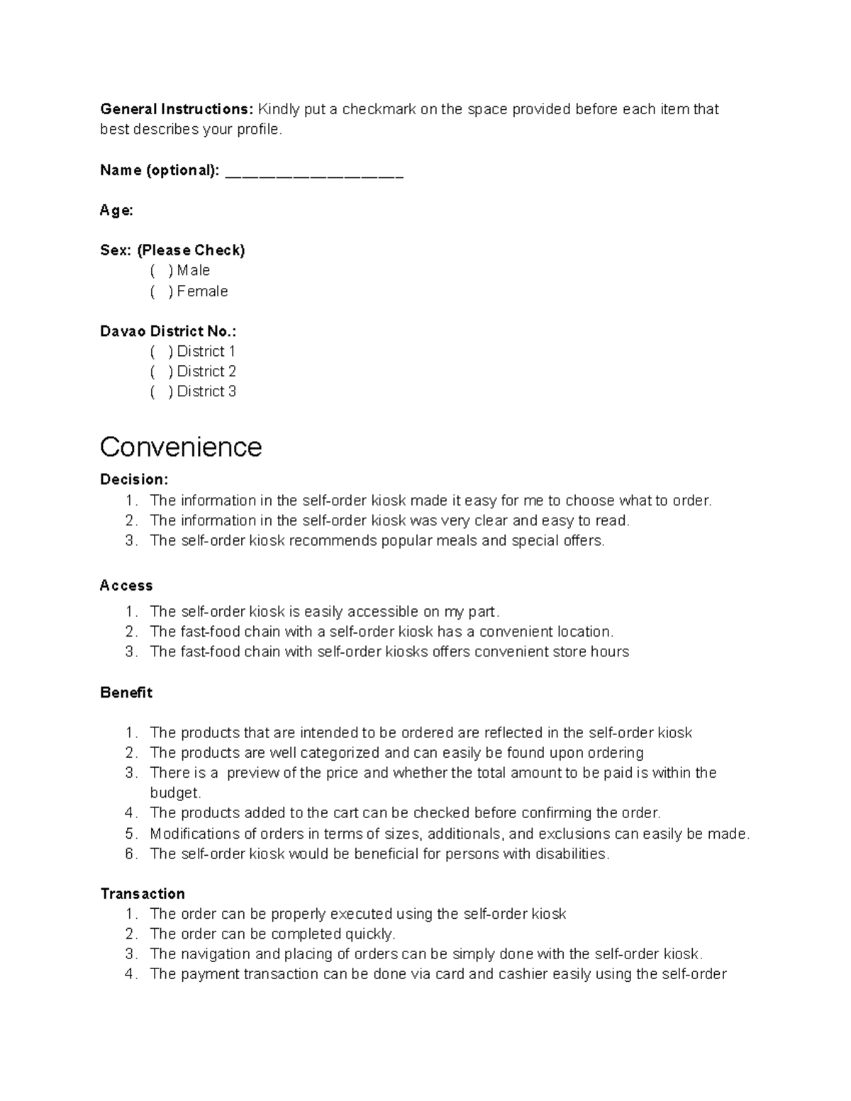 SOK Research Instrument - General Instructions: Kindly put a checkmark ...