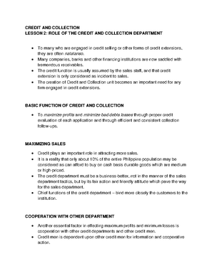 Lesson 4 - The Credit Manager - Credit And Collection - Studocu
