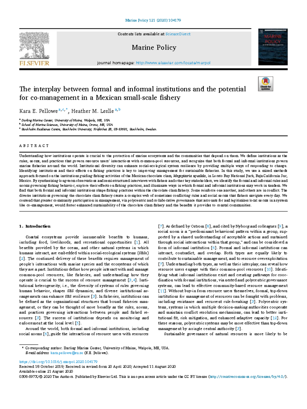 Interplay of Formal and Informal Institutions in Mexican Fishery ...