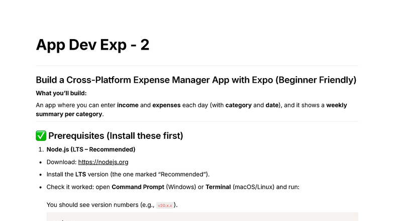 App Dev Exp 2: Building a Beginner-Friendly Expense Manager App - Studocu