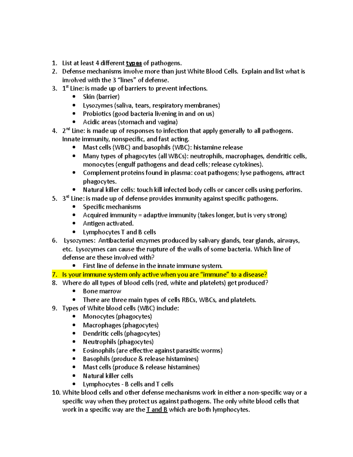 Study Guide: Immunity & Health (Bio 101 - Final Exam Preparation) - Studocu
