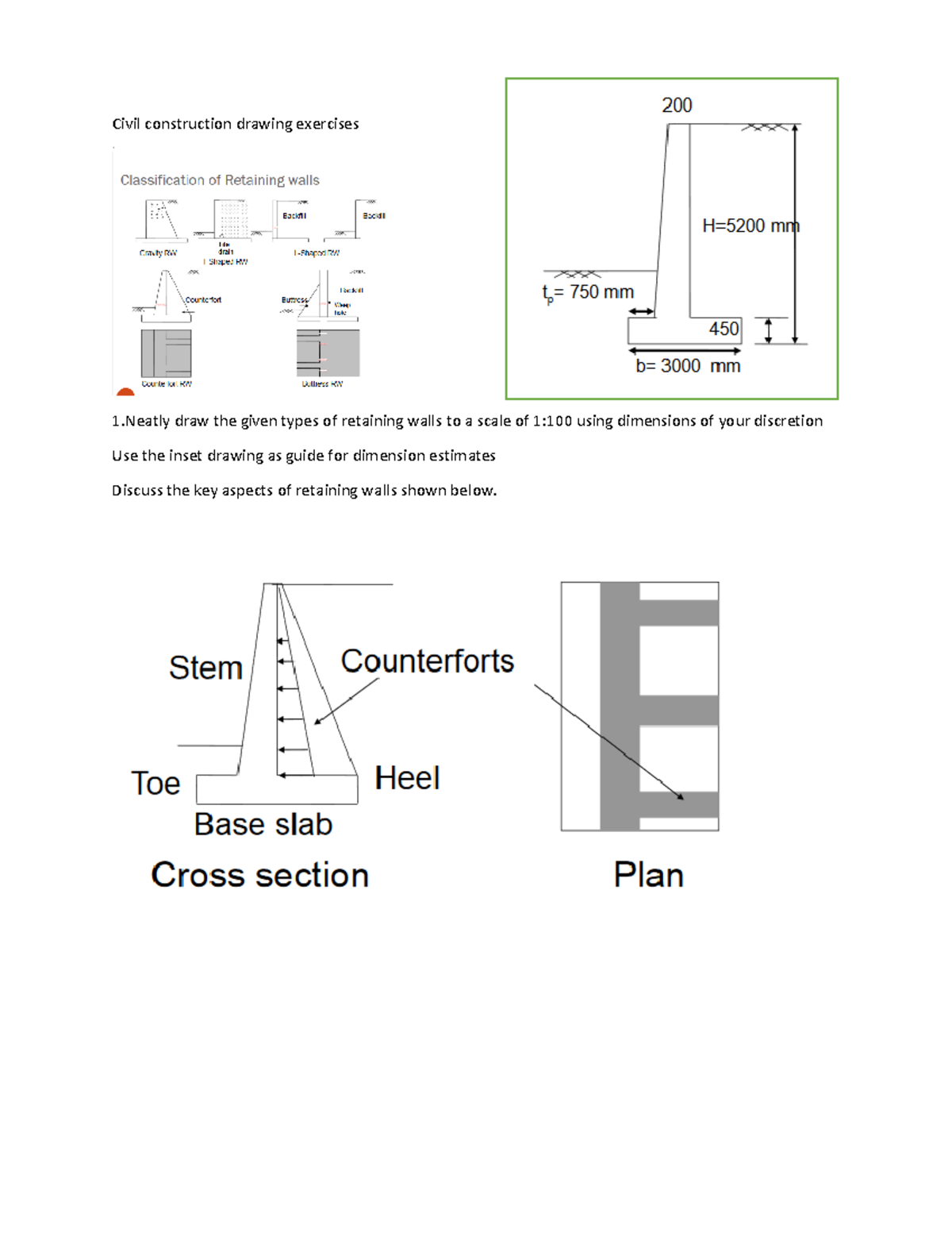 Civil Drawings Exercises: Retaining Walls, Culverts & Causeways - Studocu