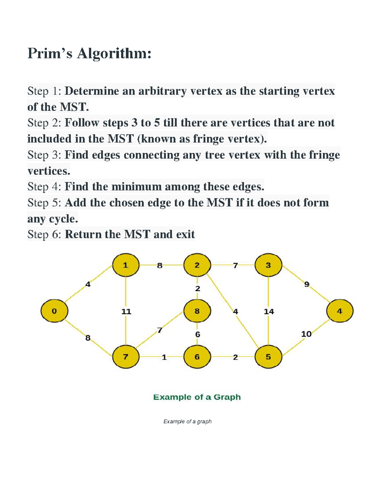 MST Algorithm Steps: Constructing Minimum Spanning Tree Notes - Studocu