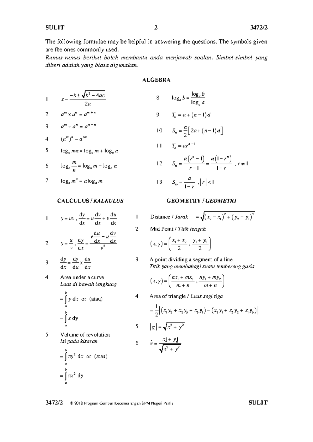 Perlis ADDM 2018 P2 - Trial SPM Exam Notes - Studocu