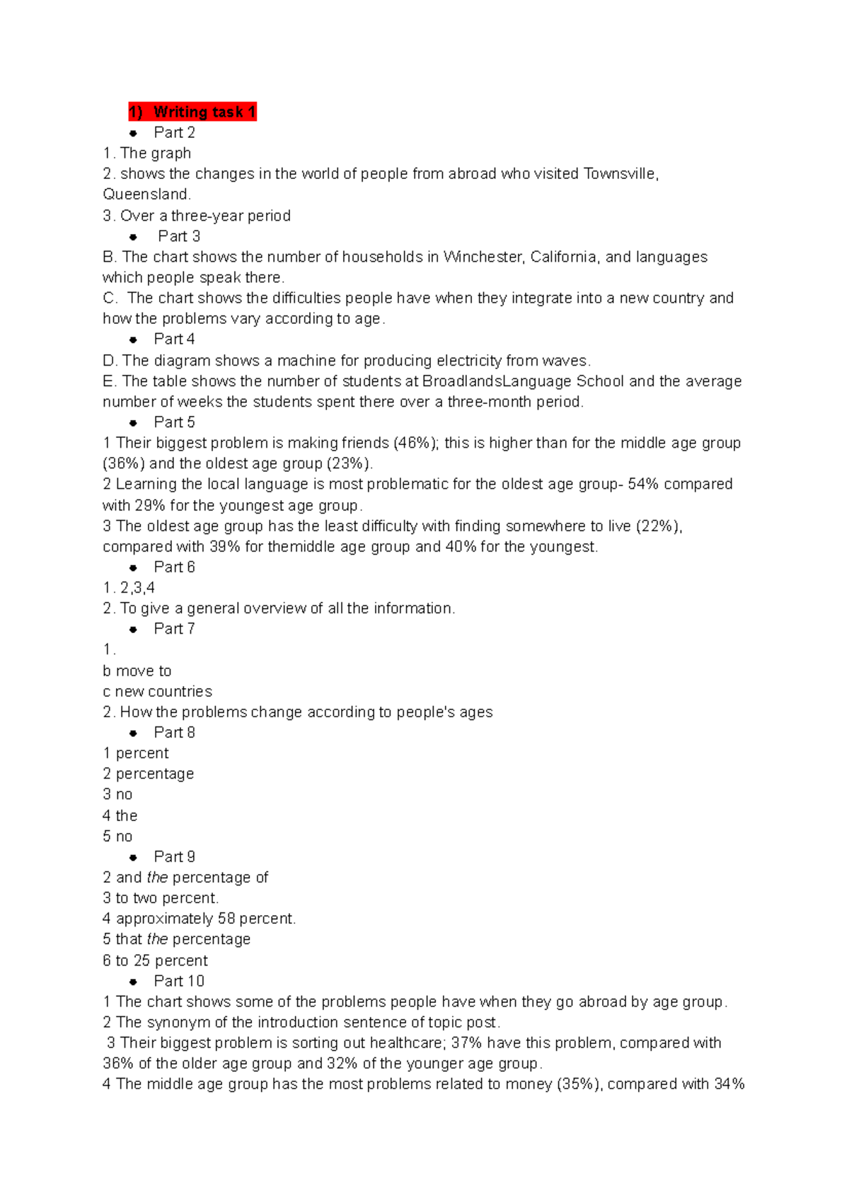 Writing task 1 unit 1 - 12fgnx - 1) Writing task 1 Part 2 The graph ...