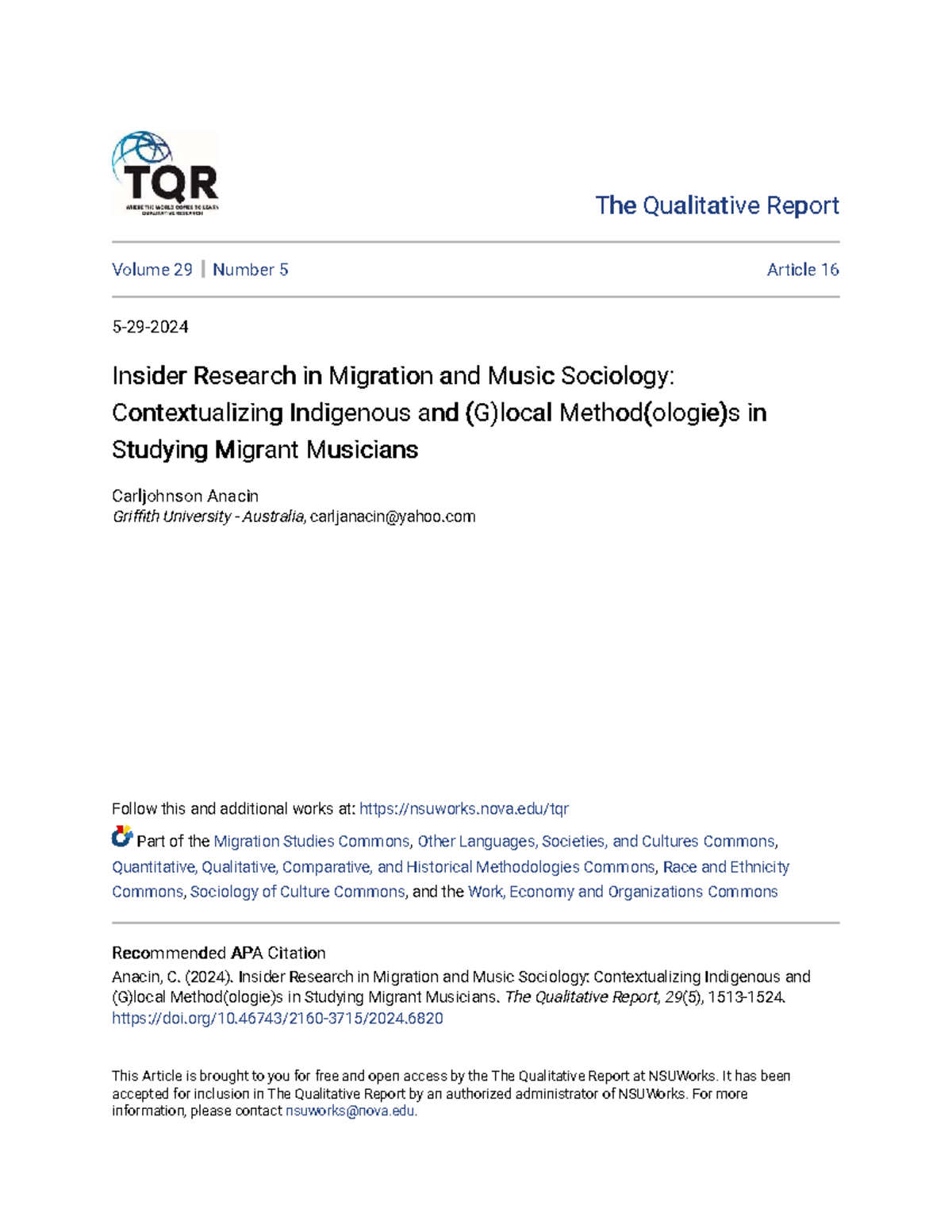 Insider Research in Migration & Music Sociology: Indigenous Methods in ...