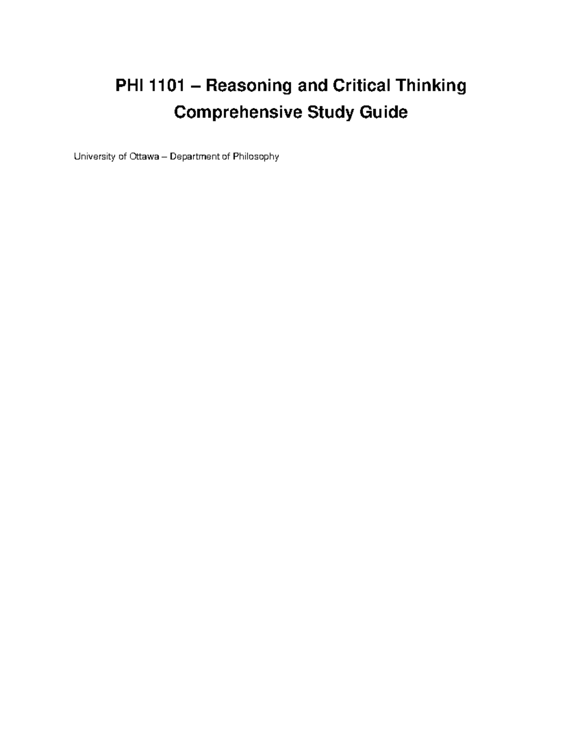 PHI 1101 Comprehensive Study Guide: Reasoning & Critical Thinking - Studocu