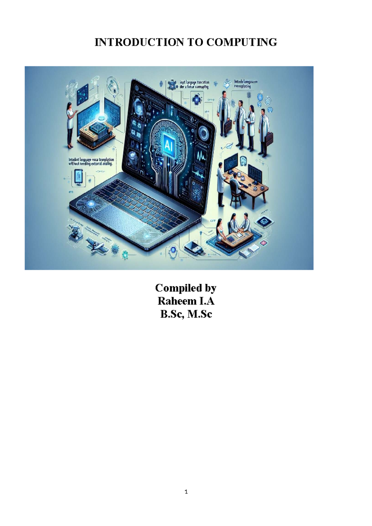 AI in Healthcare: Introduction to Computing 200L Handout - Studocu