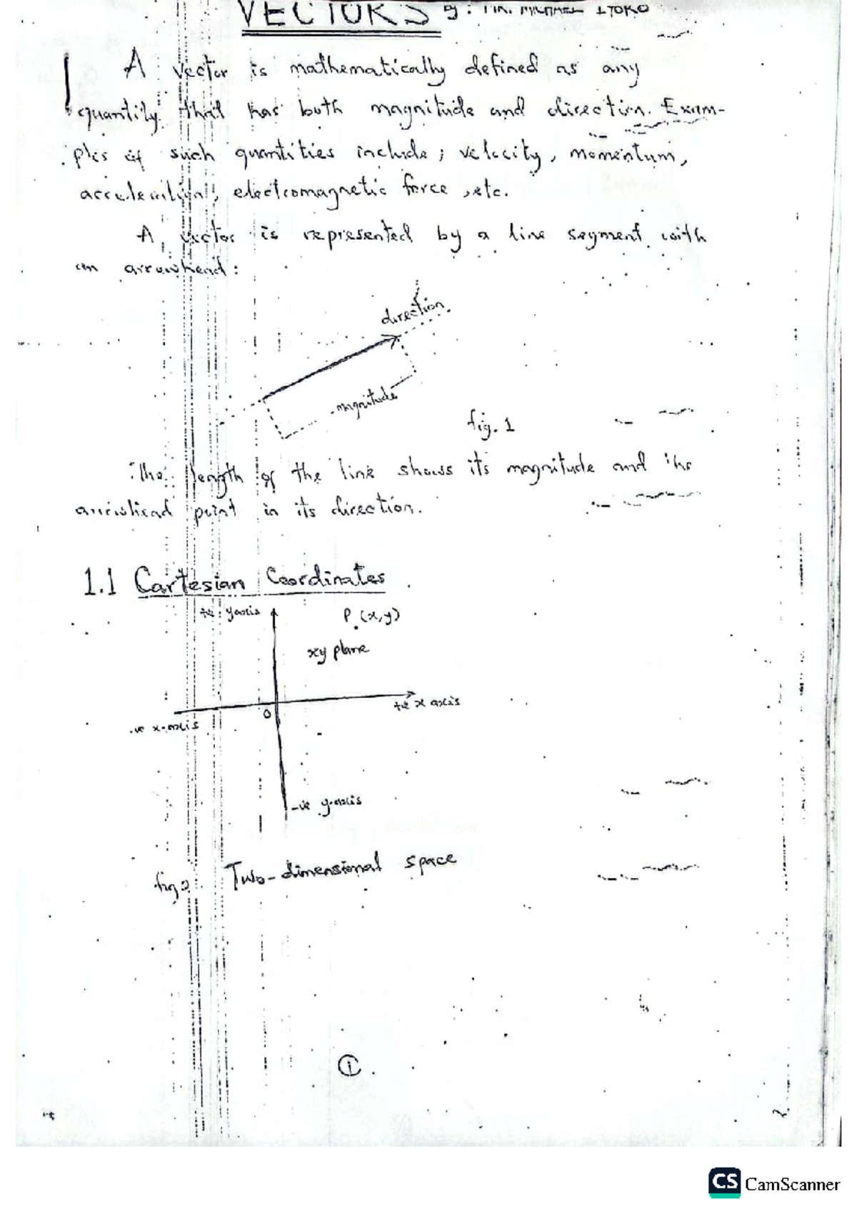 Vectors MTH 103 - Lecture Notes on Mathematical Concepts - Studocu