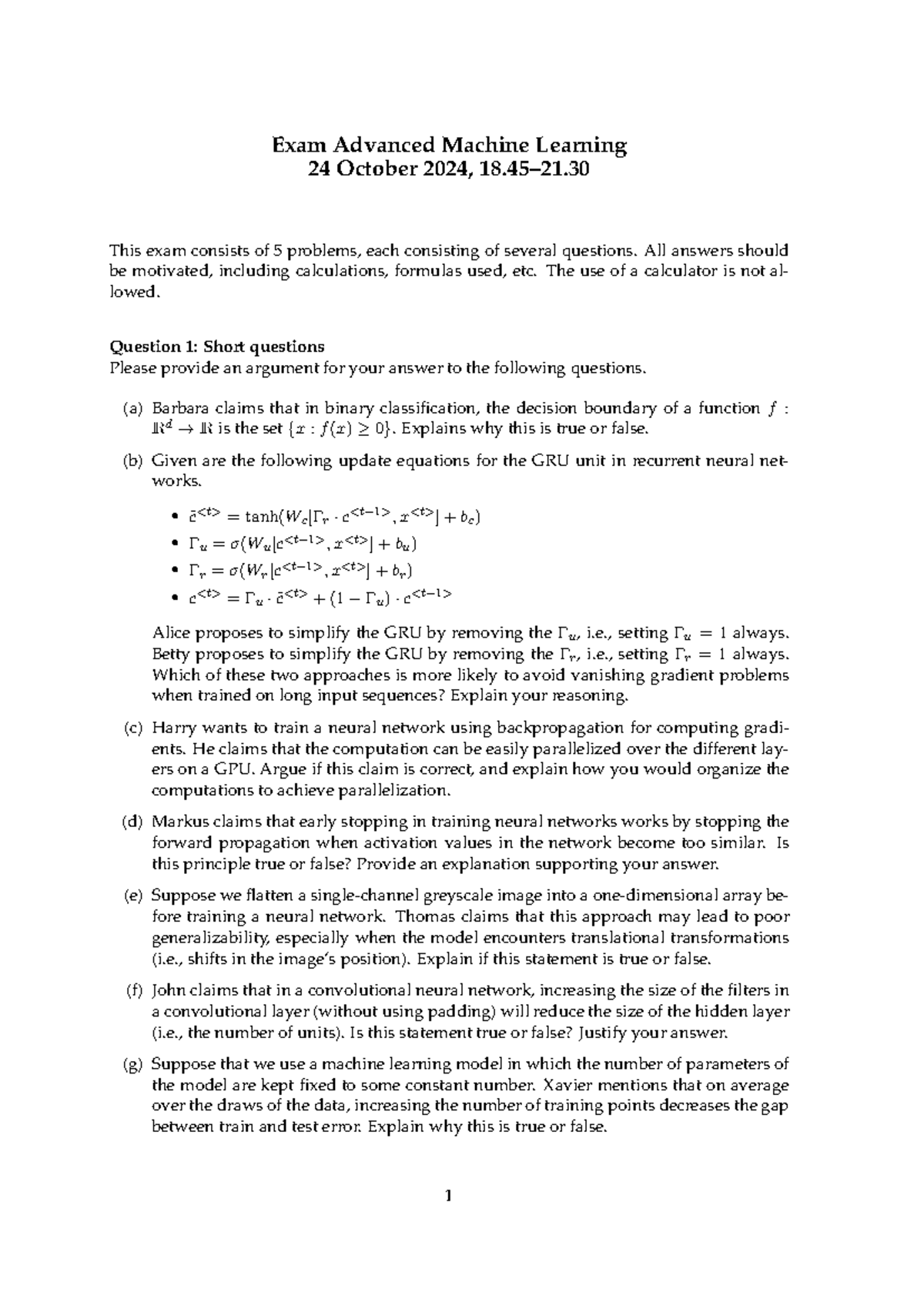 2024 Final Exam Advanced ML Questions and Solutions - Studeersnel