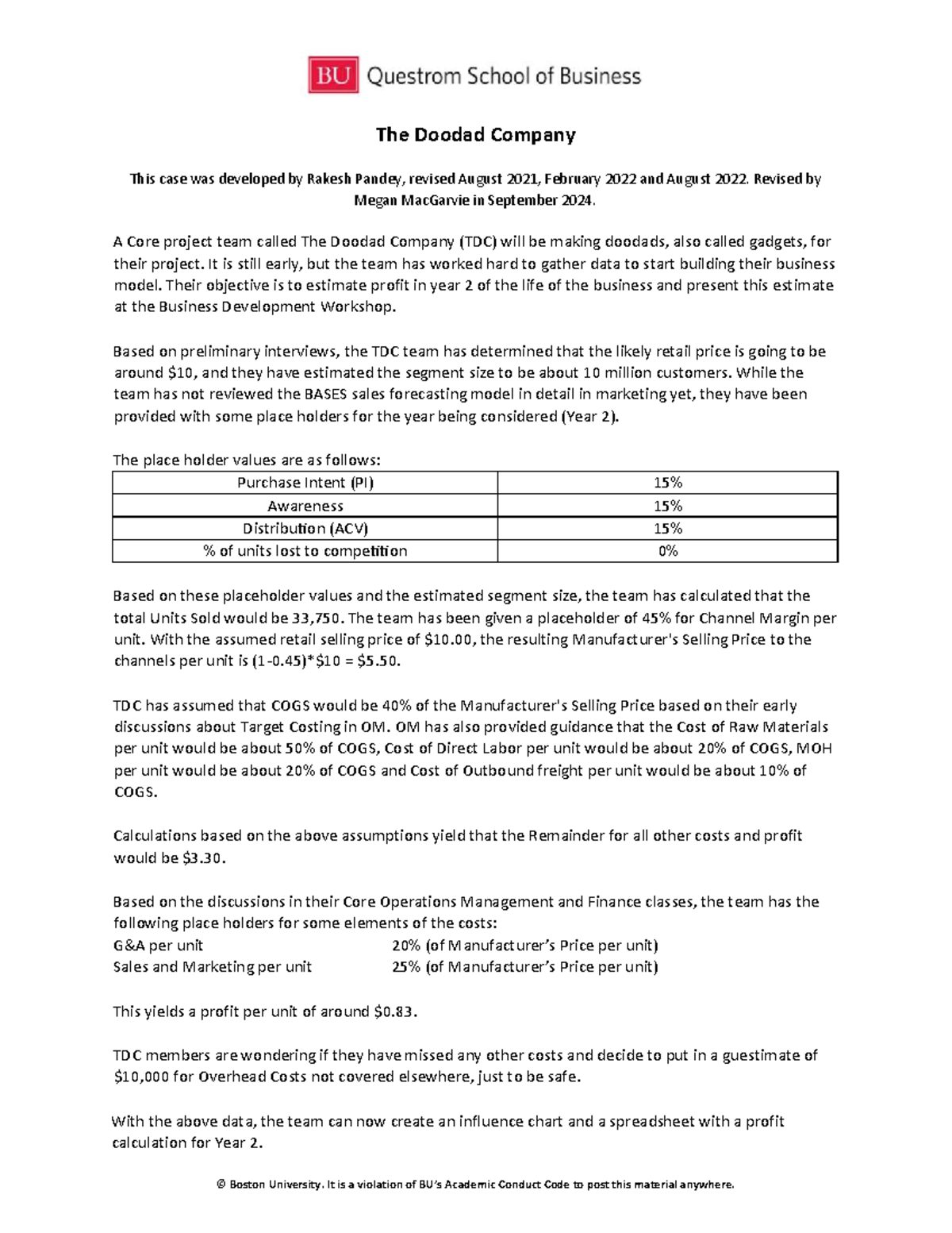 Case Study: The Doodad Company (TDC) Business Model Analysis - Studocu