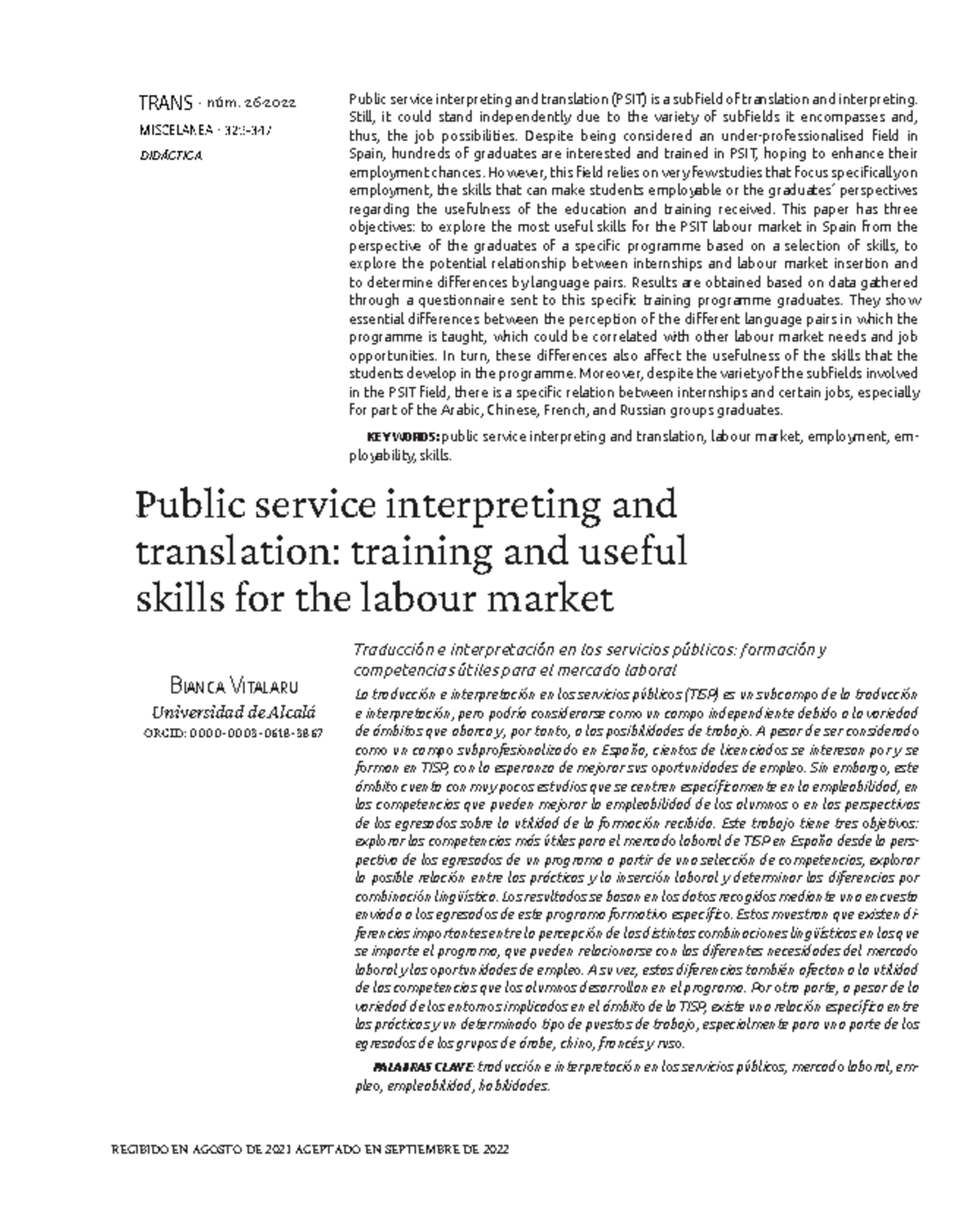 Public Service Interpreting and Translation (PSIT): Skills for ...