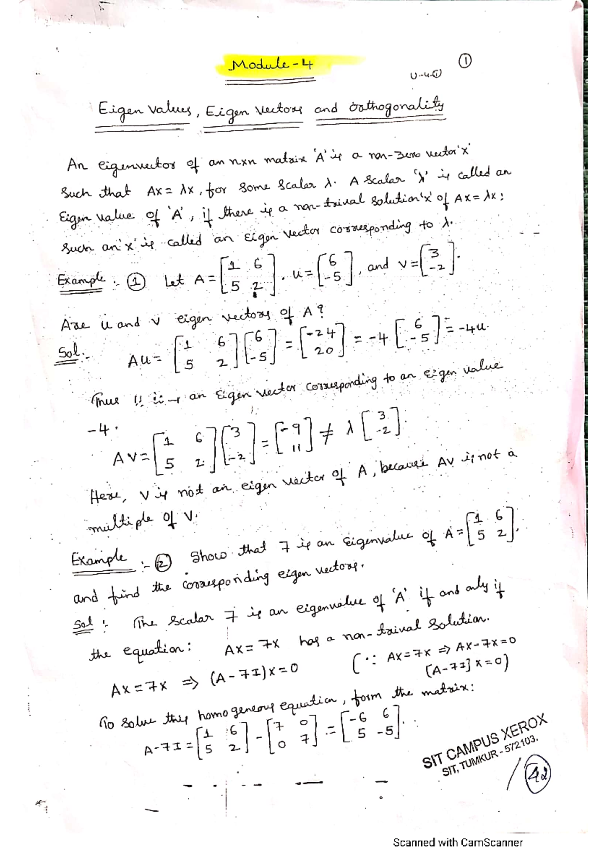Eigenvalues, Eigenvectors, and Orthogonality in Linear Algebra (LA Unit ...