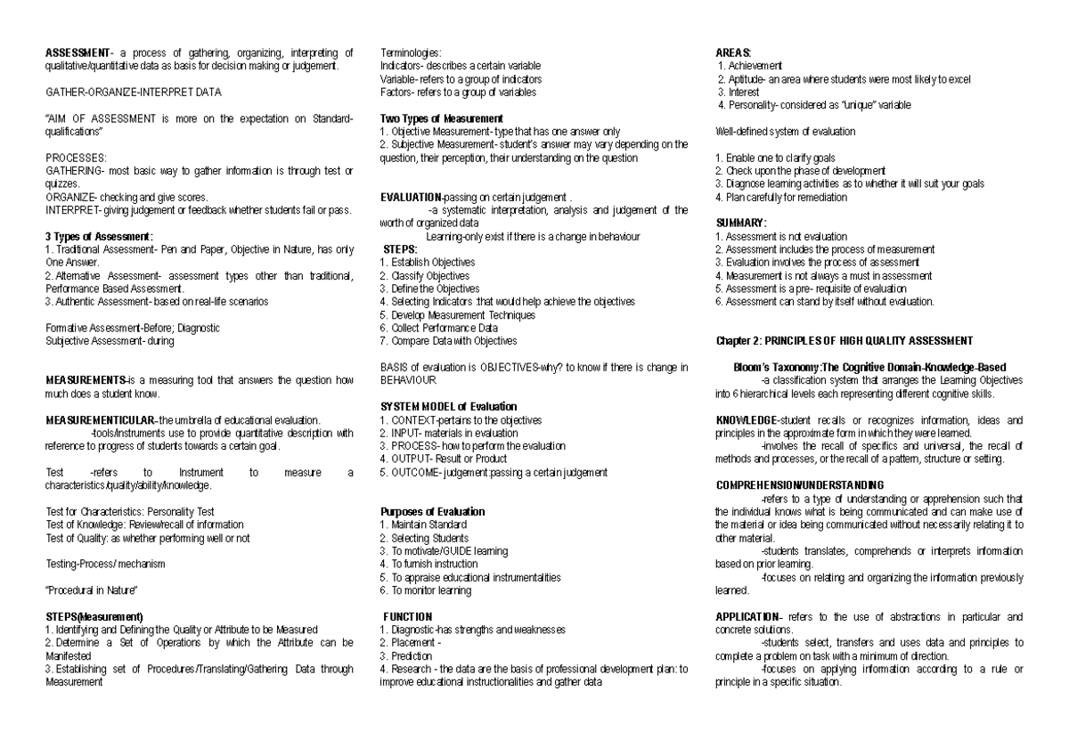 Ao L 1-Assessment Principles and Methods Review - Comprehensive Guide ...
