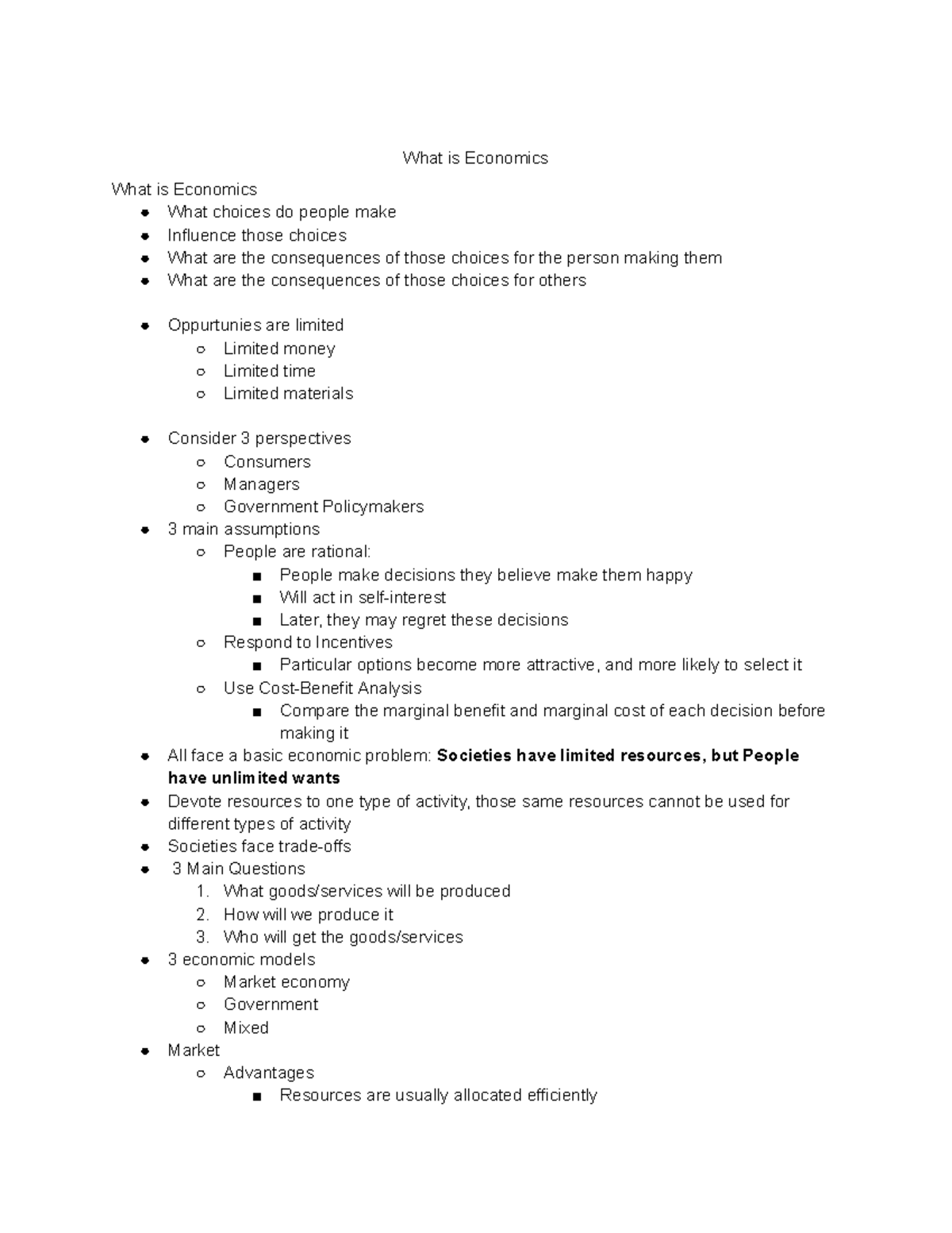 ECON 1B03: Comprehensive Economics Notes and Key Concepts - Studocu