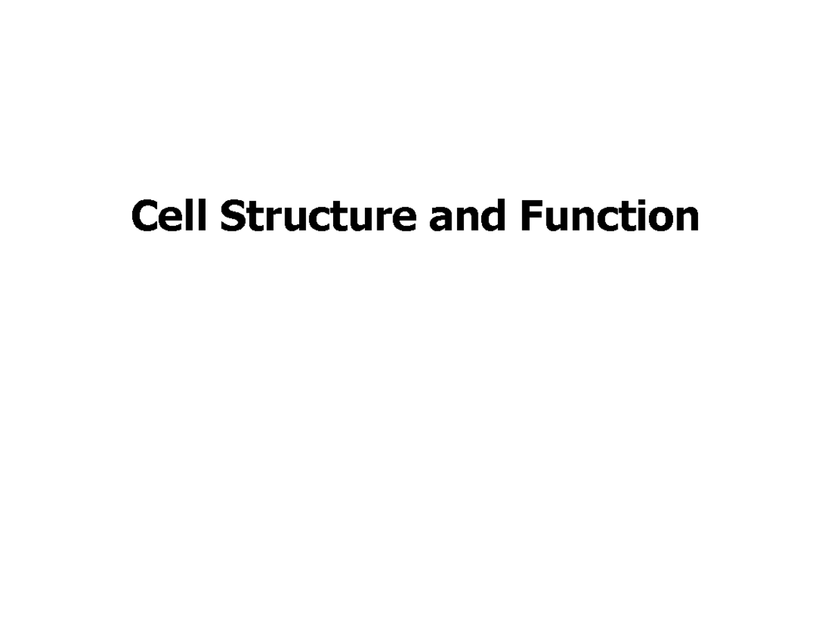 Lecture 2a: Exploring Cell Structure and Function in Biology - Studocu