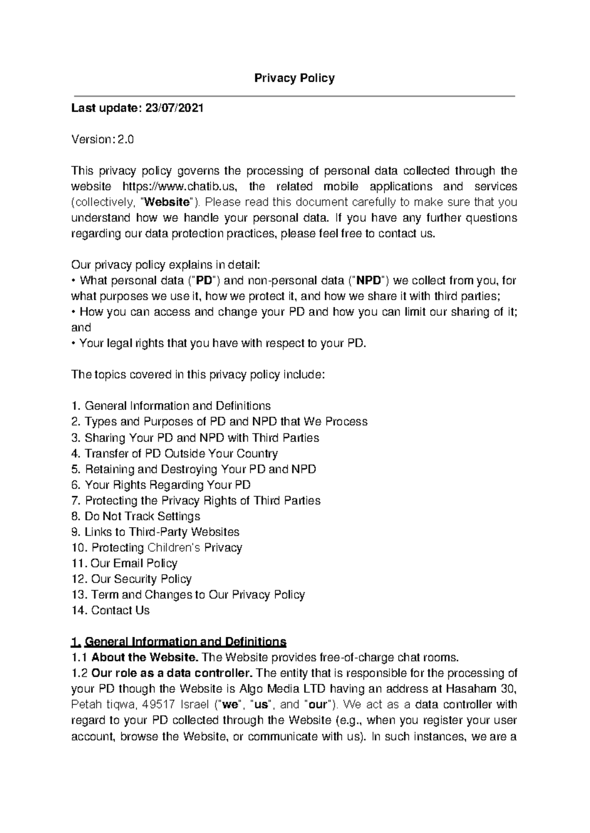 Privacy-policy - To give some info - Privacy Policy Last update: 23/07 ...