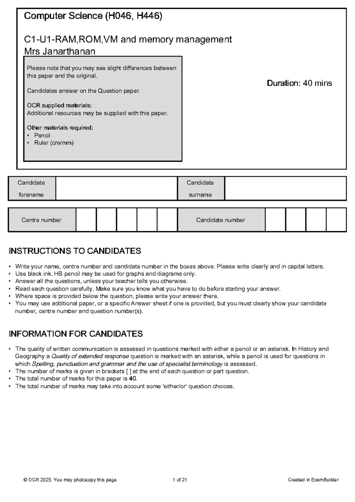 Computer Science A Level Revision Pack H046, H446 Resources - Studocu