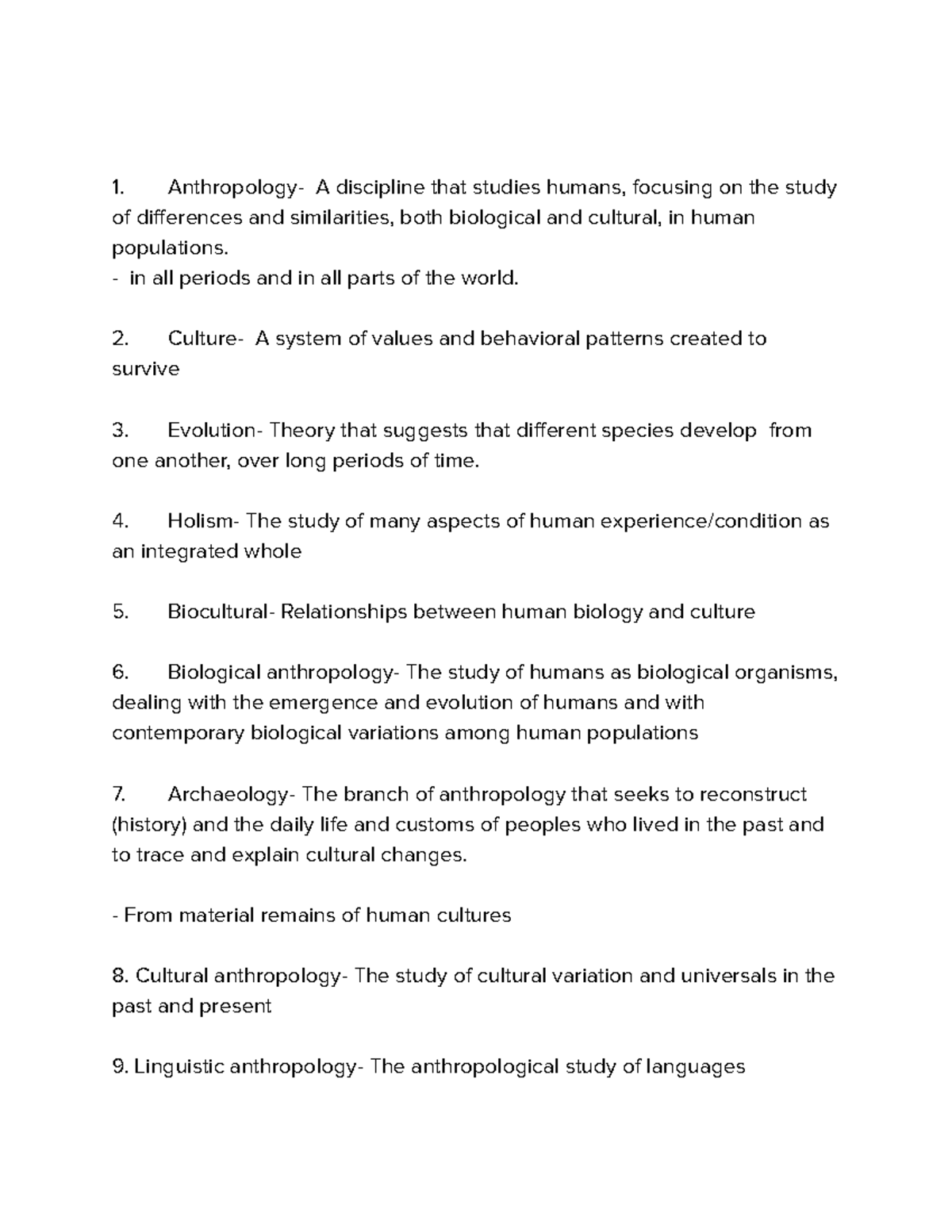 ANTH 101 - Exam 1 Study Guide: Key Terms & Concepts - Studocu