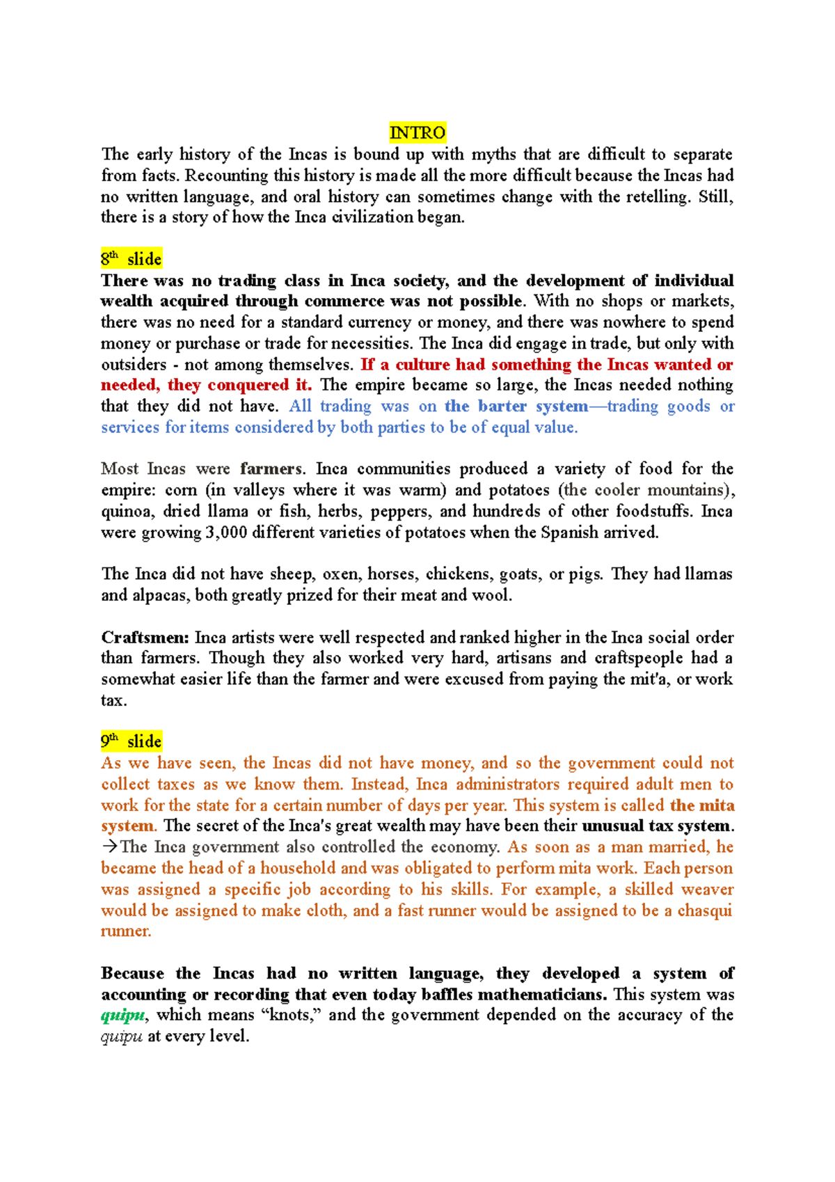 Inca Social Structure Facts