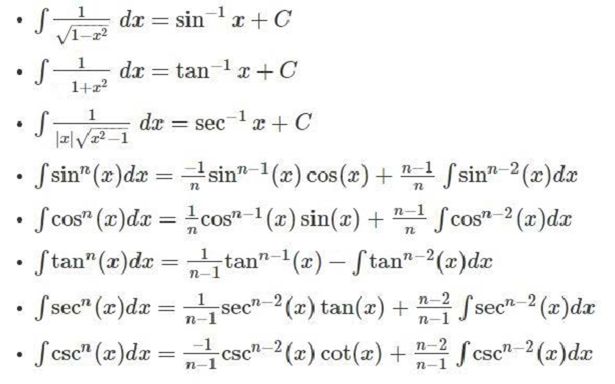 Integration formulas - V1-a dx = sin-1x+C S dx = tan-1+C 1+x2 S 1 dx ...