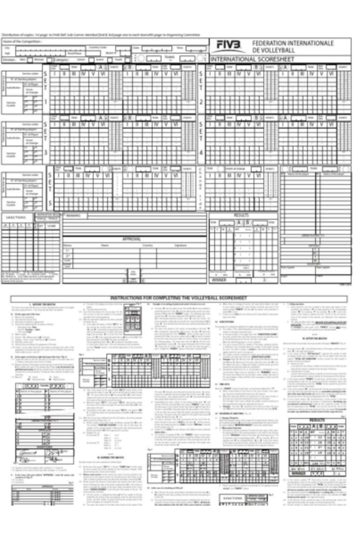 FIV3 Volleyball Scoresheet Instructions and Guidelines - Studocu