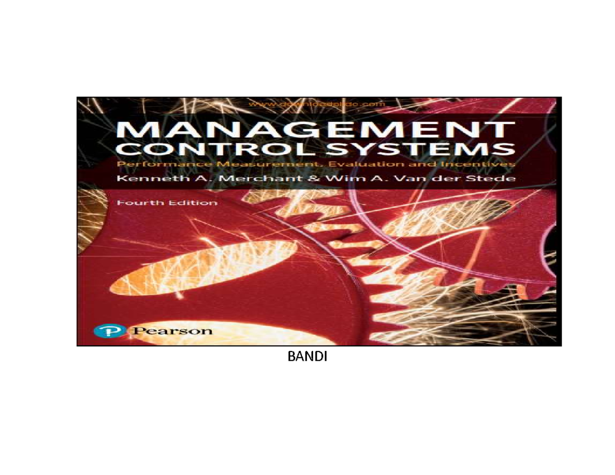 Management Control Systems - Chapter 1 Overview and Key Concepts - Studocu