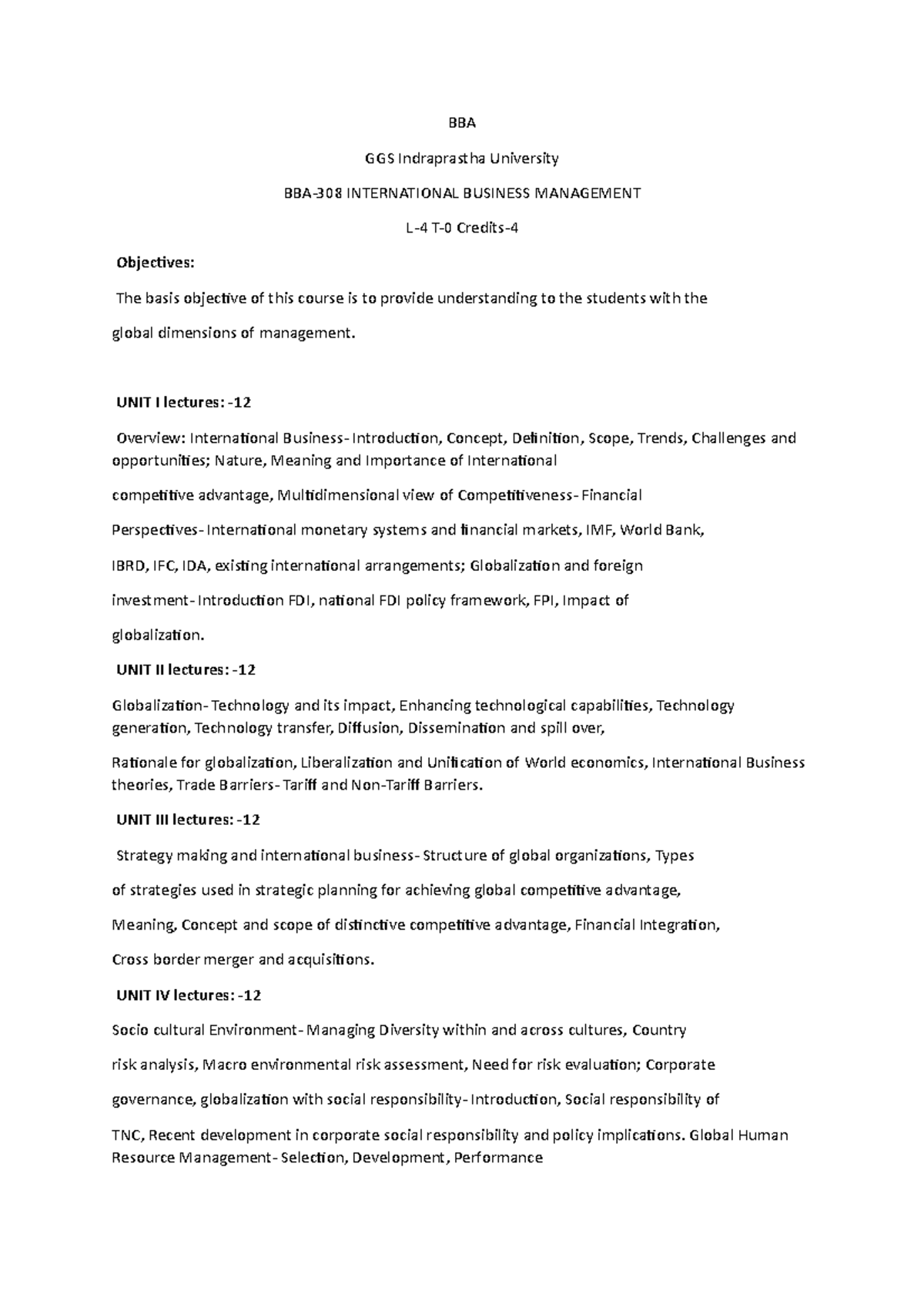 BBA-308 International Business Management Lecture Notes - Studeersnel