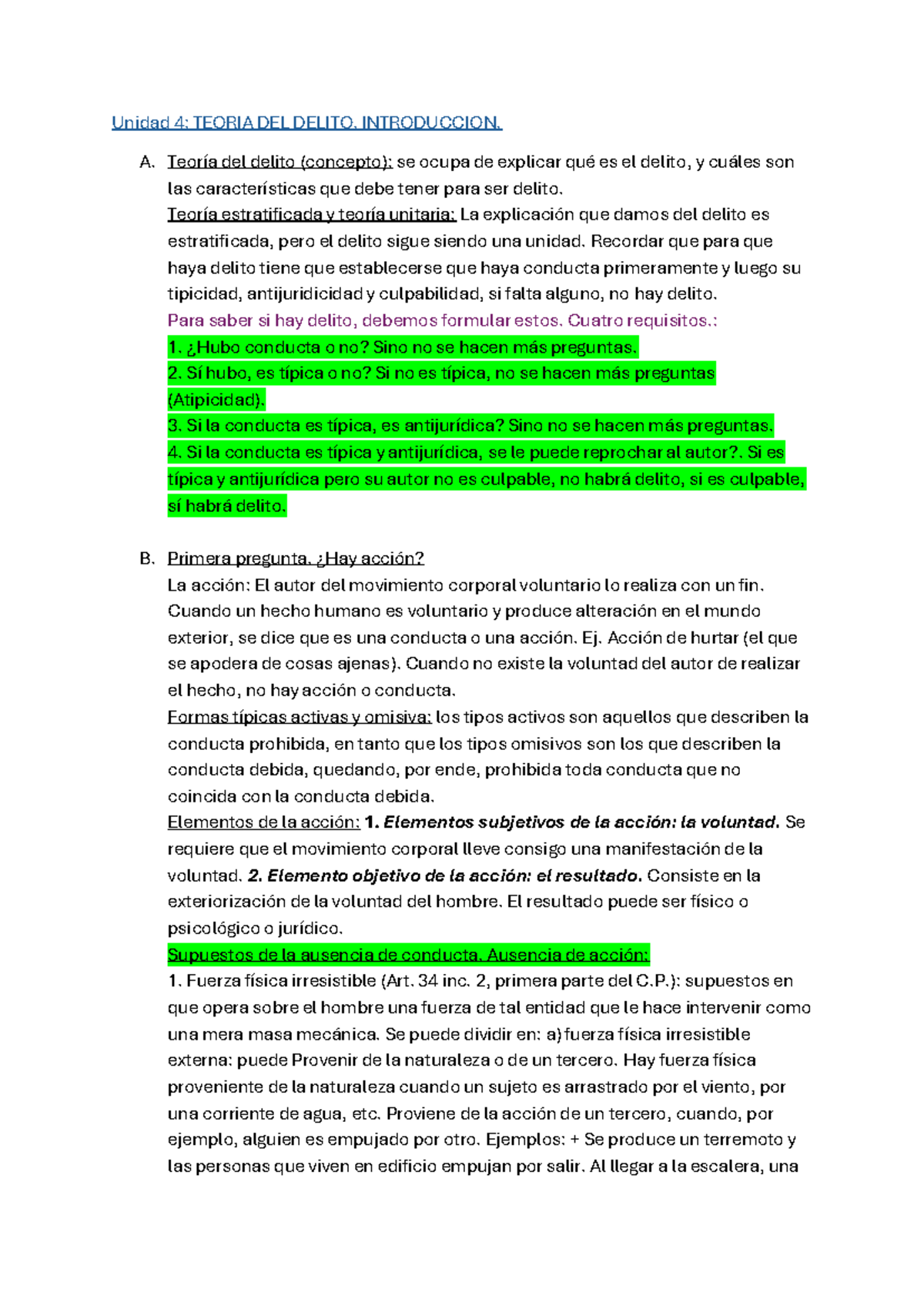Unidad 4: Teoría del Delito - Conceptos y Estructuras Clave - Studocu