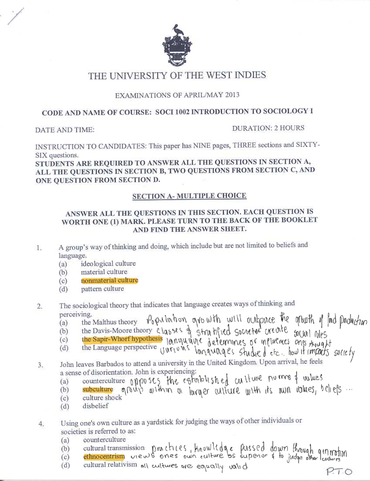 SOCI 1002 Final Exam Notes - Introduction to Sociology I (2013) - Studocu