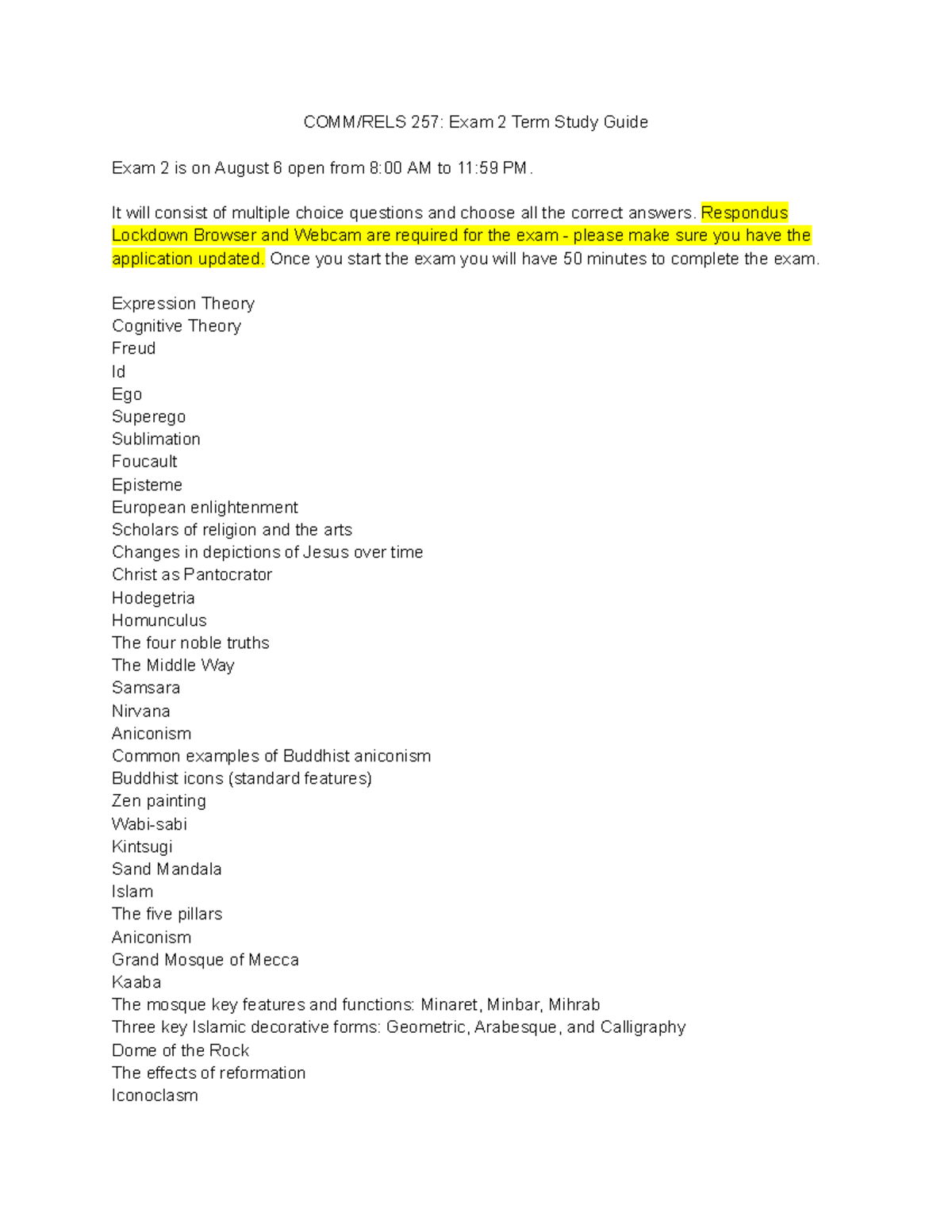 COMM/RELS 257: Exam 2 Study Guide & Key Concepts Overview - Studocu