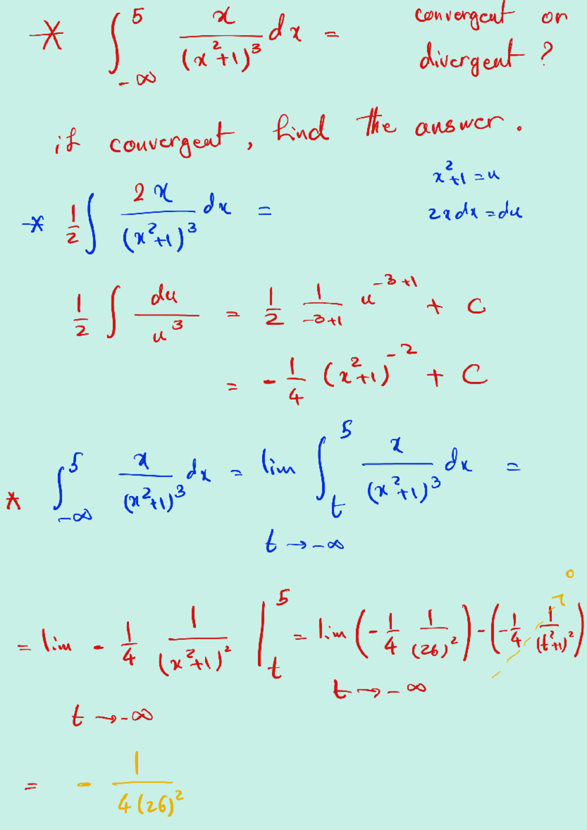 Sample questions test 1 with answer - 5 x dx convergent on (x 71 ...