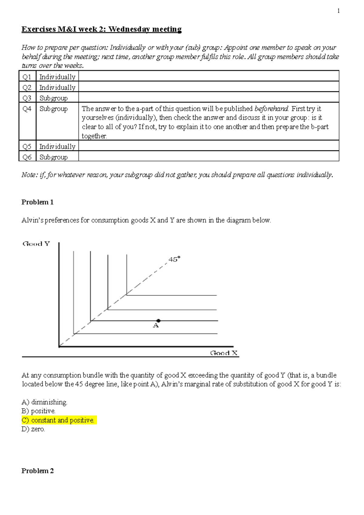 M&I Wednesday Tutorial Week 2 - Group Exercises and Problems Summary ...