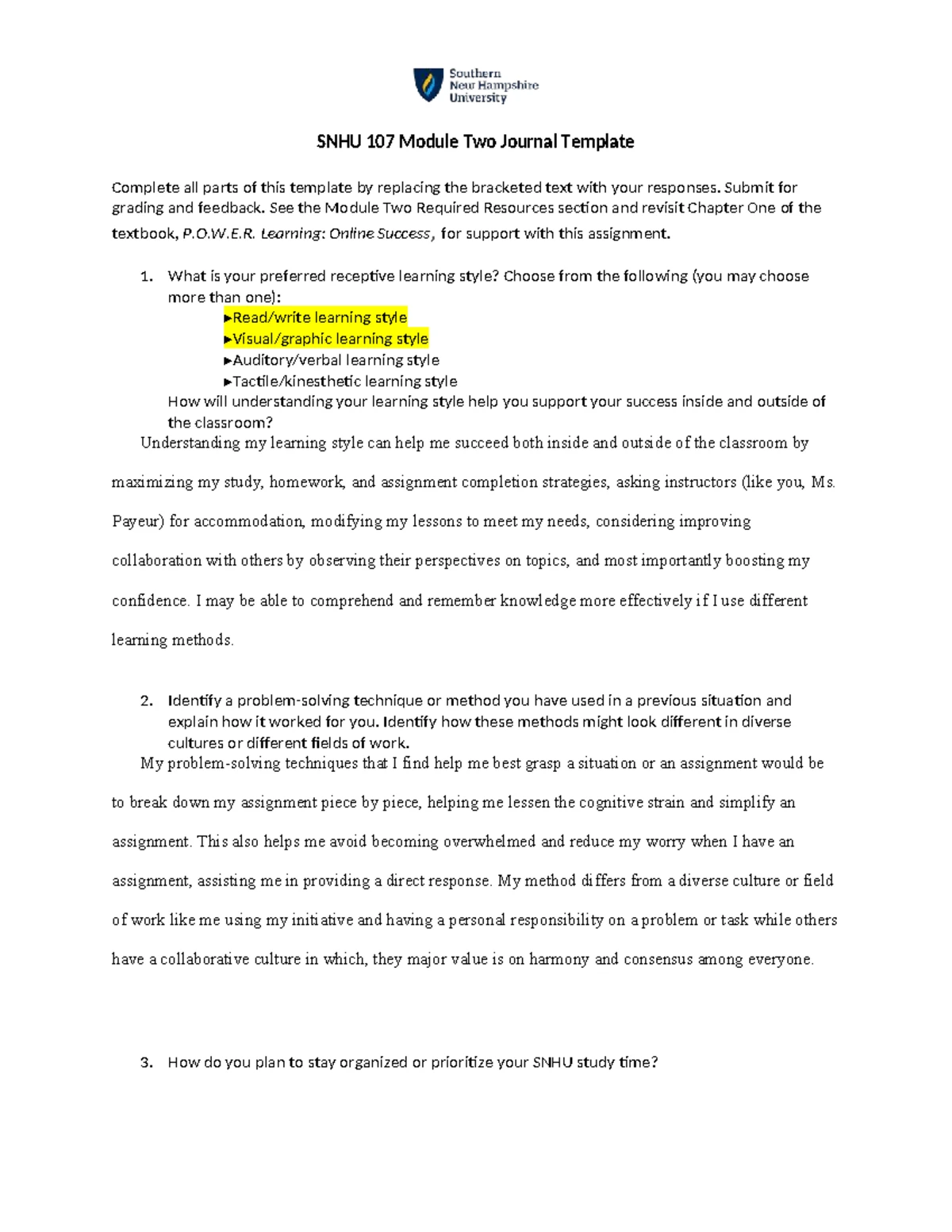 SNHU 107 Module Six Journal: Importance of Feedback and Diversity ...