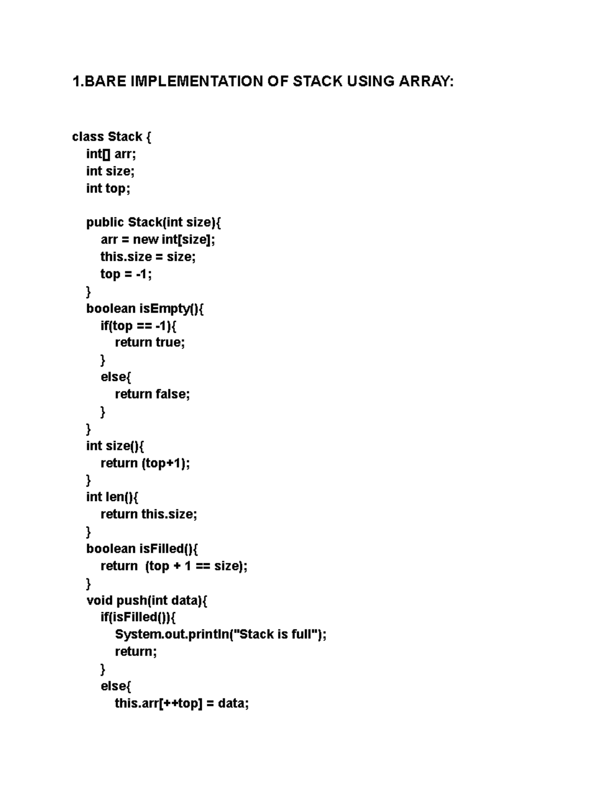 Product FIT leet code answer - 1 IMPLEMENTATION OF STACK USING ARRAY ...