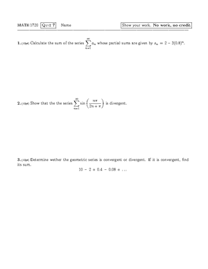 1720 review 2 - MATH 1720 - Practice Problems for Exam 2 Disclaimer ...
