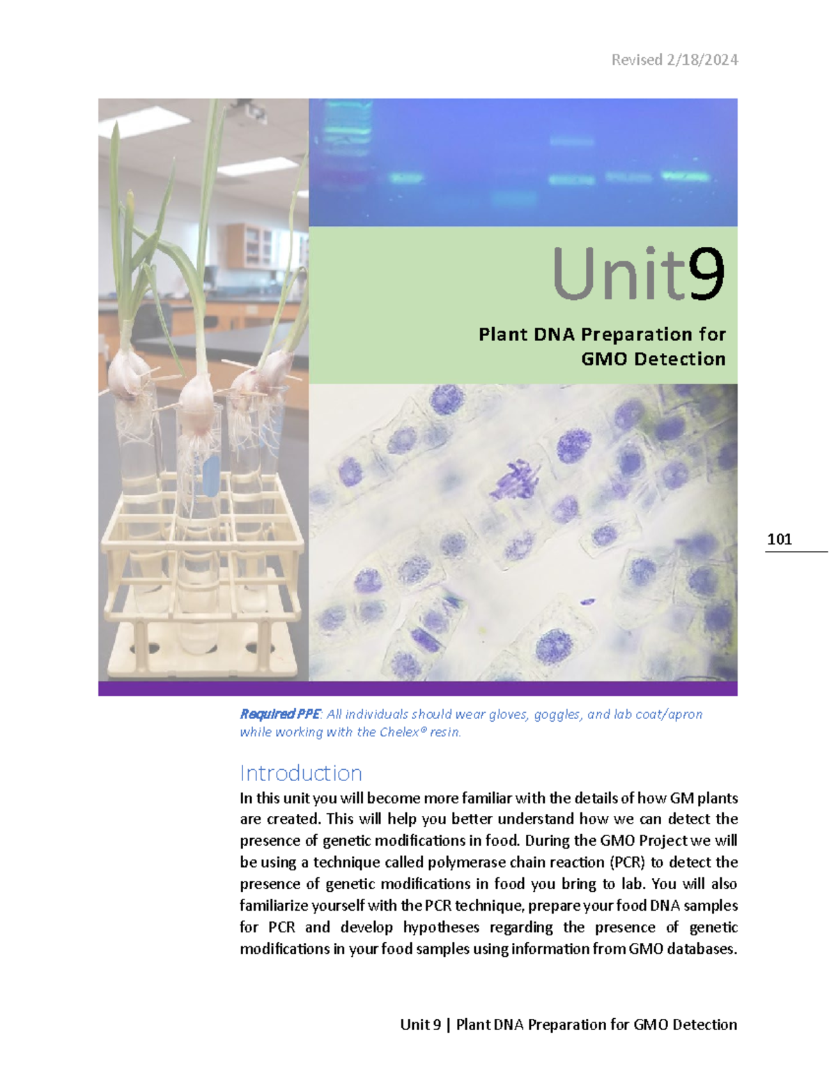 Unit 9: Plant DNA Preparation for GMO Detection - BIOL 1406 Lab Guide ...