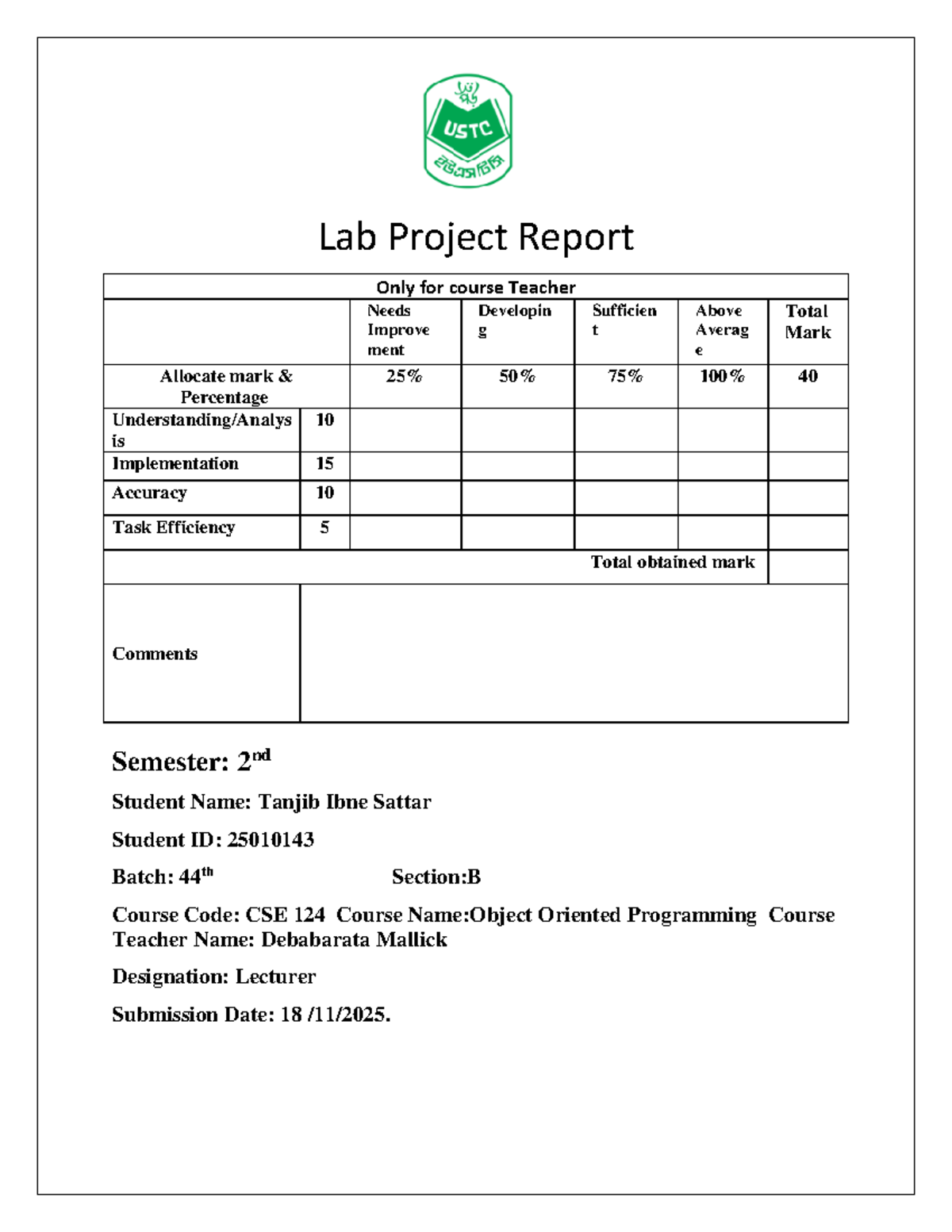 CSE 124 Final Lab Project Report: Hotel Management System - Studocu