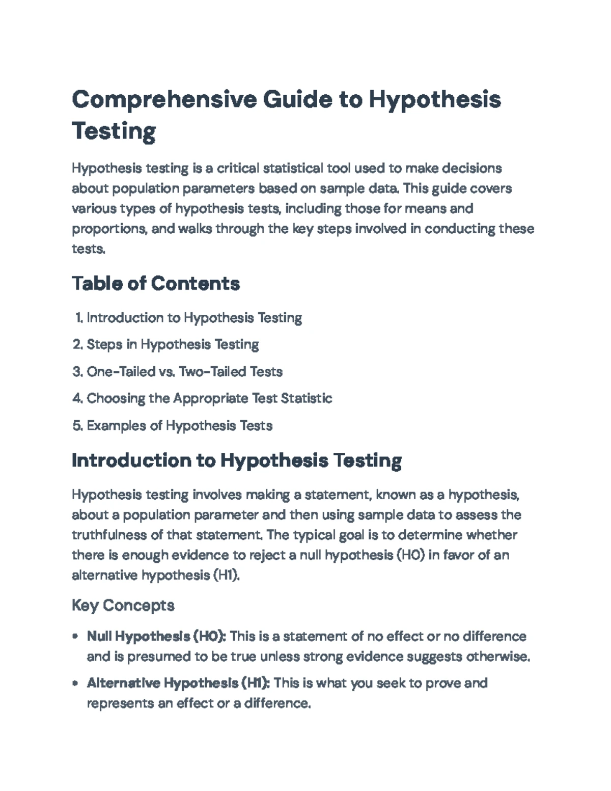 One-Sample Hypothesis Testing Steps in Statistics (Ch. 10 Guide) - Studocu