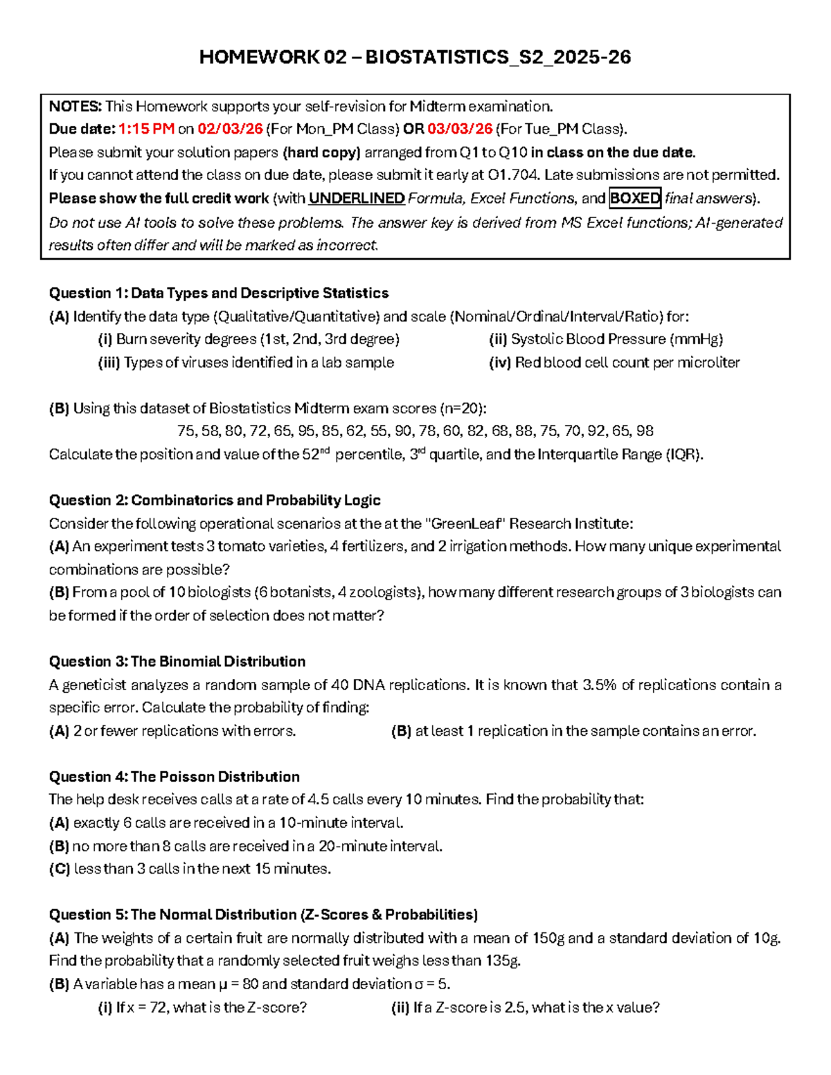 Homework 02 Notes: Biostatistics Midterm Prep S2 2025-26 - Studocu