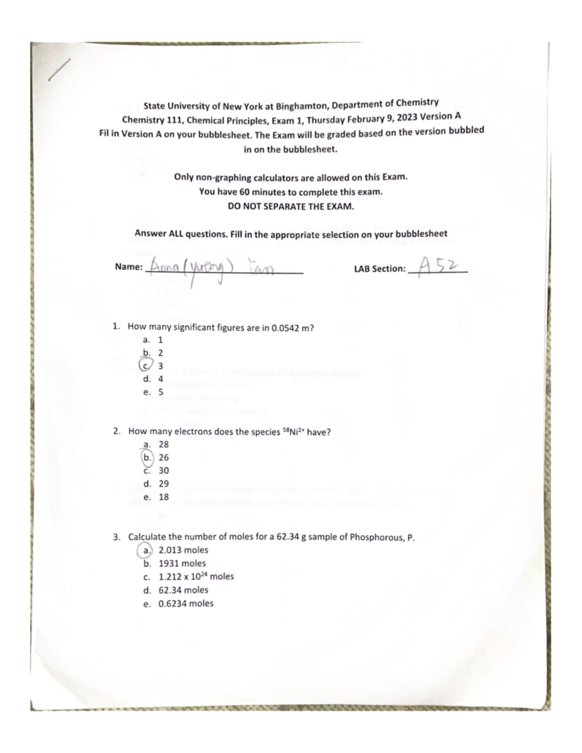 Chem111 Exam 1 Study Guide with Answer Key - Studocu