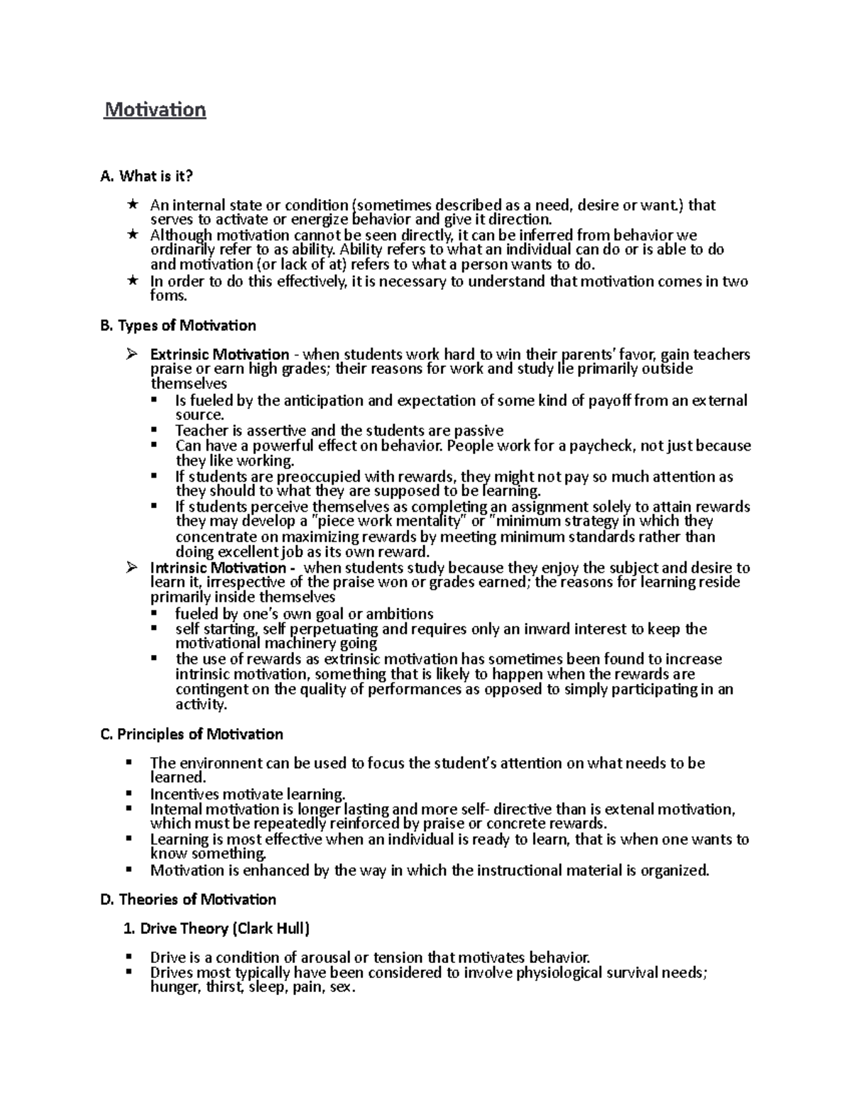 Defining Motivation, Types of Motivation, Principles of Motivation ...