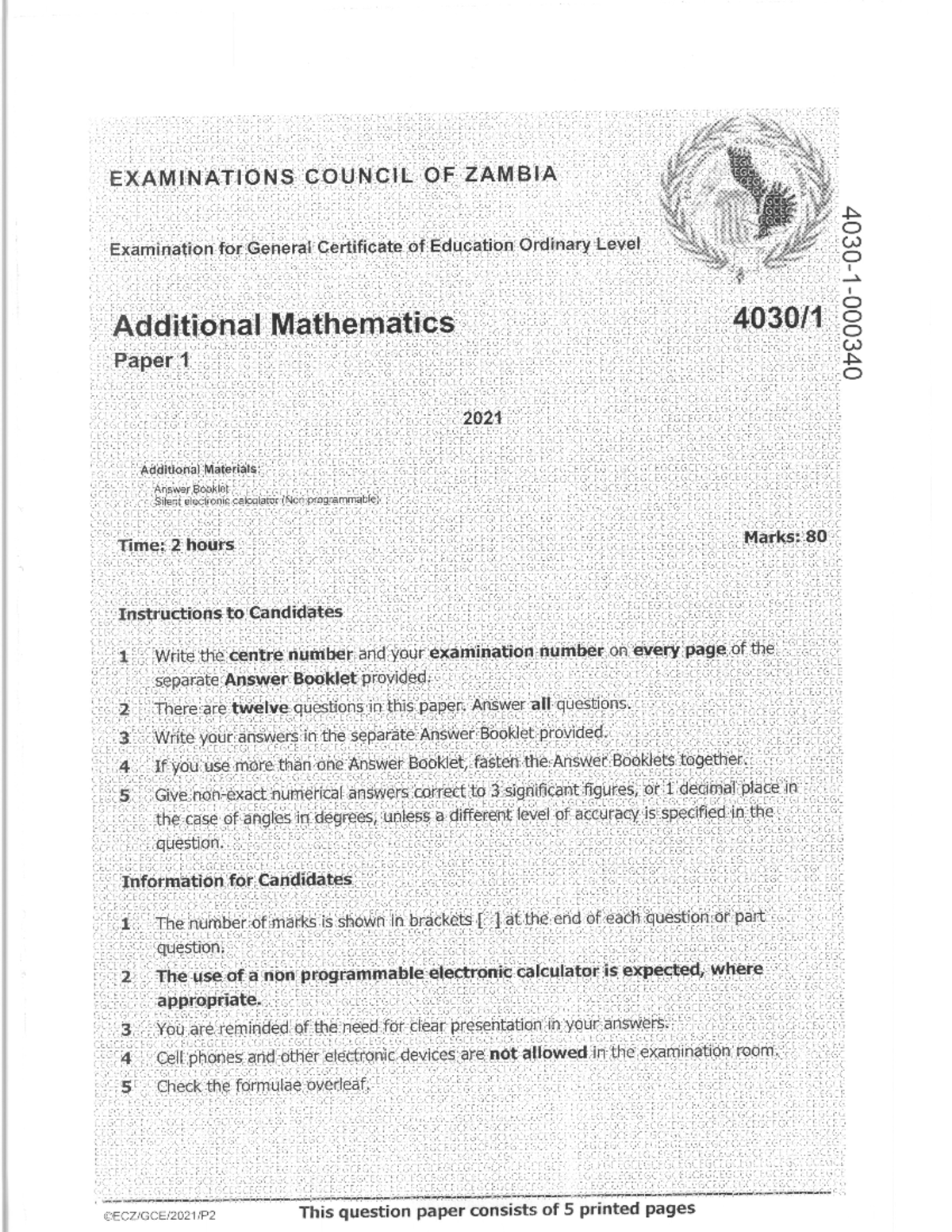 G12 ADDMA P1 2021 GCE Exam Review Guide - Studocu