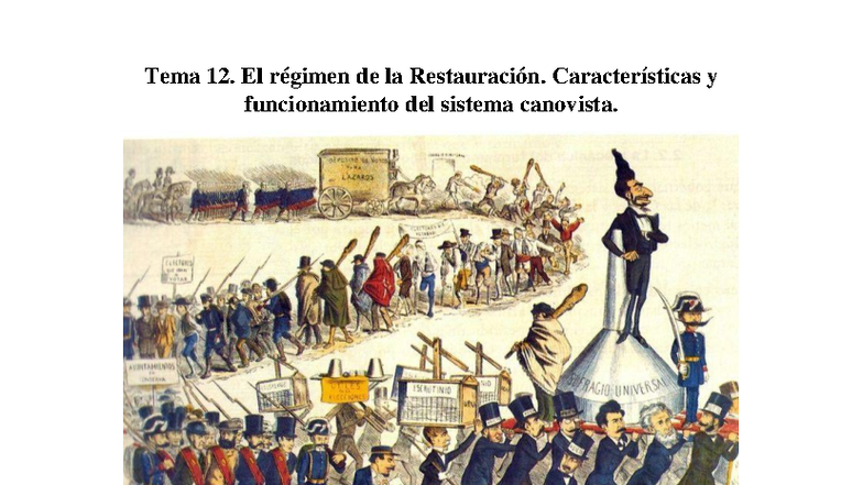Tema 12 El R gimen De La Restauraci n An lisis Del Sistema Canovista 