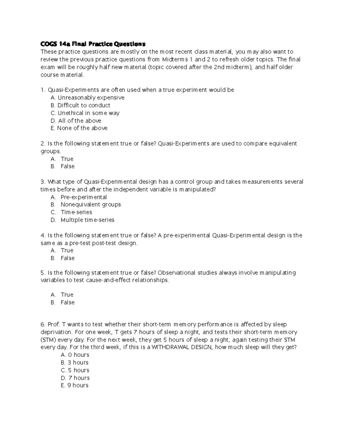 COGS 14a Final Practice Questions - Studocu