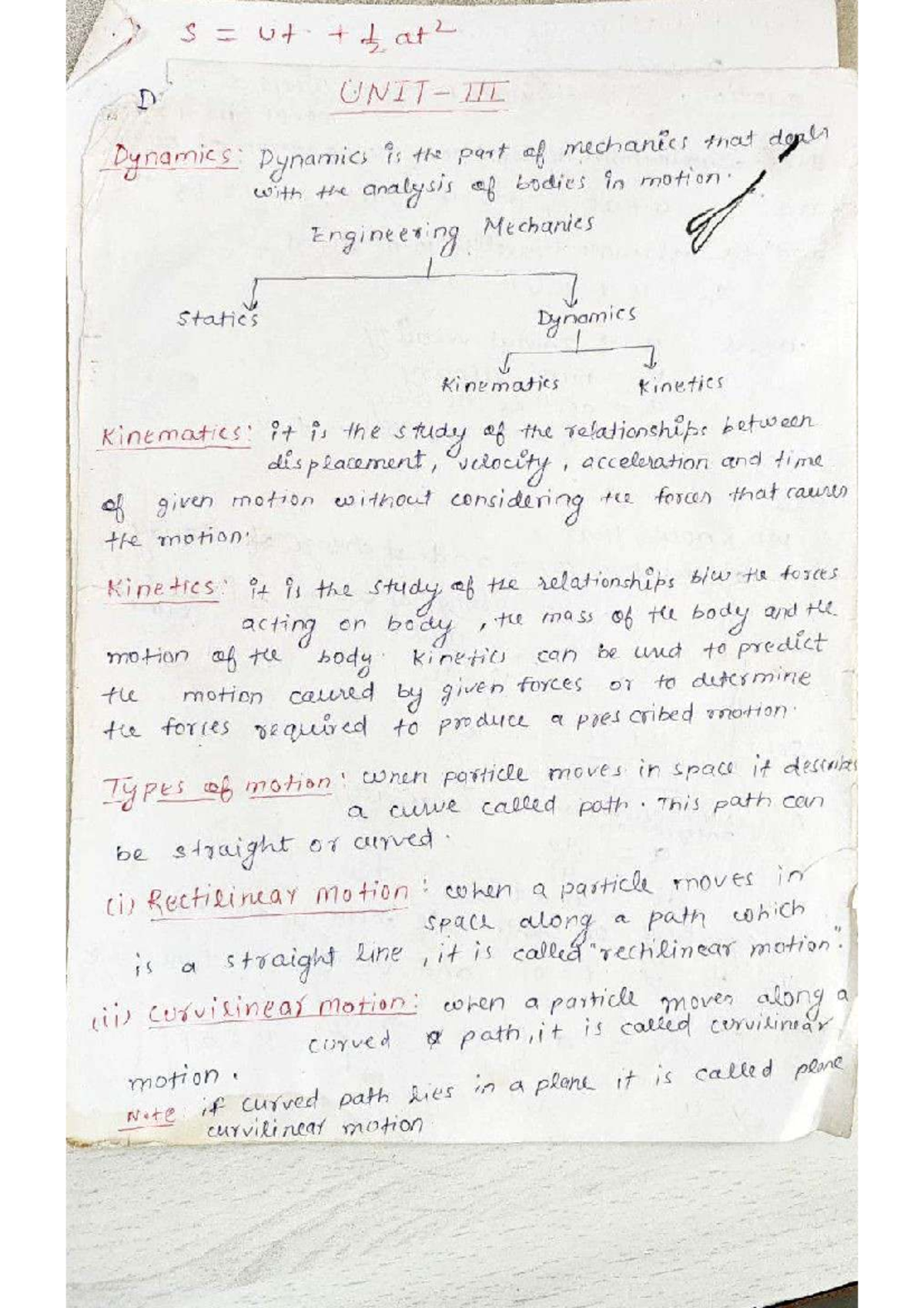Unit 3: Dynamics and Mechanics Handwritten Notes for Engineering - Studocu