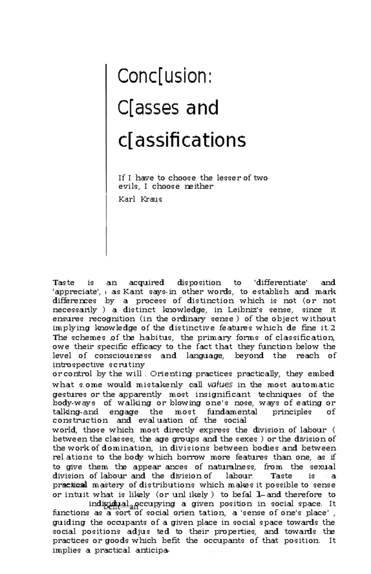 Distinction - Class and Classification Analysis (Course Code: SOC101 ...