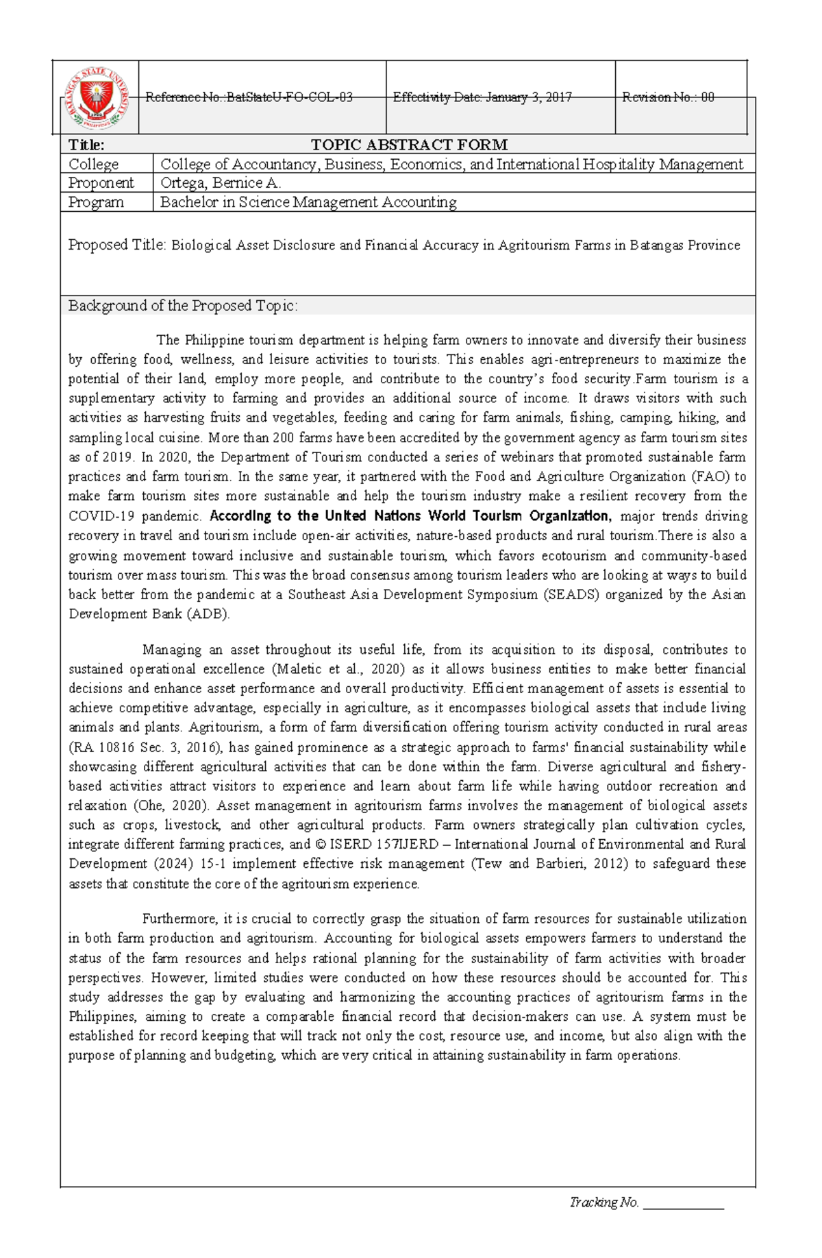 TAF-Donny - thesis - Title: TOPIC ABSTRACT FORM College College of ...